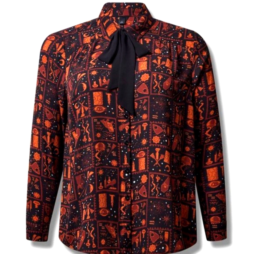❤️NWT TORRID DISNEY HOCUS POCUS BOW BLOUSE LONG SLEEVE HALLOWEEN - - Picture 10 of 12